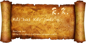 Rábai Kálmán névjegykártya